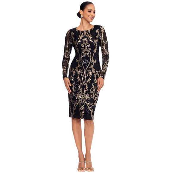 B&A by Betsey & Adam Dresses & Skirts - NWT B&A by Betsey & Adam Sequin Embellished Long Sleeve Dress Black / Gold 8